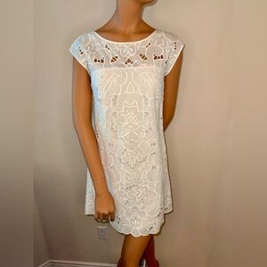 Milly White Embroidered Eyelet Cotton Dress Size 2 | Read | Boho Bridal